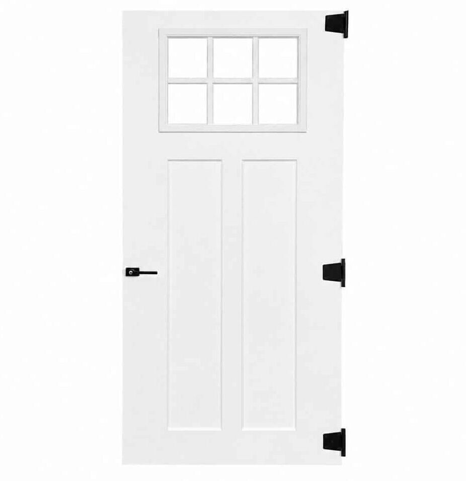 36" Fiberglass Craftsman 6 Lite Slab Shed Door