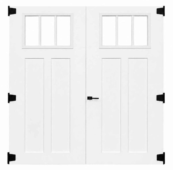 60" Fiberglass Craftsman 3 Lite Slab Shed Doors