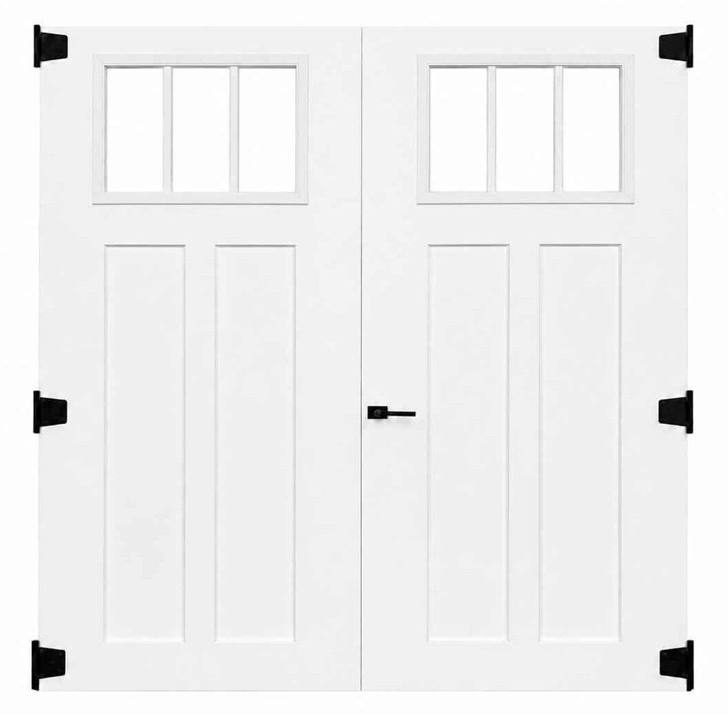 72" Fiberglass Craftsman 3 Lite Slab Shed Doors