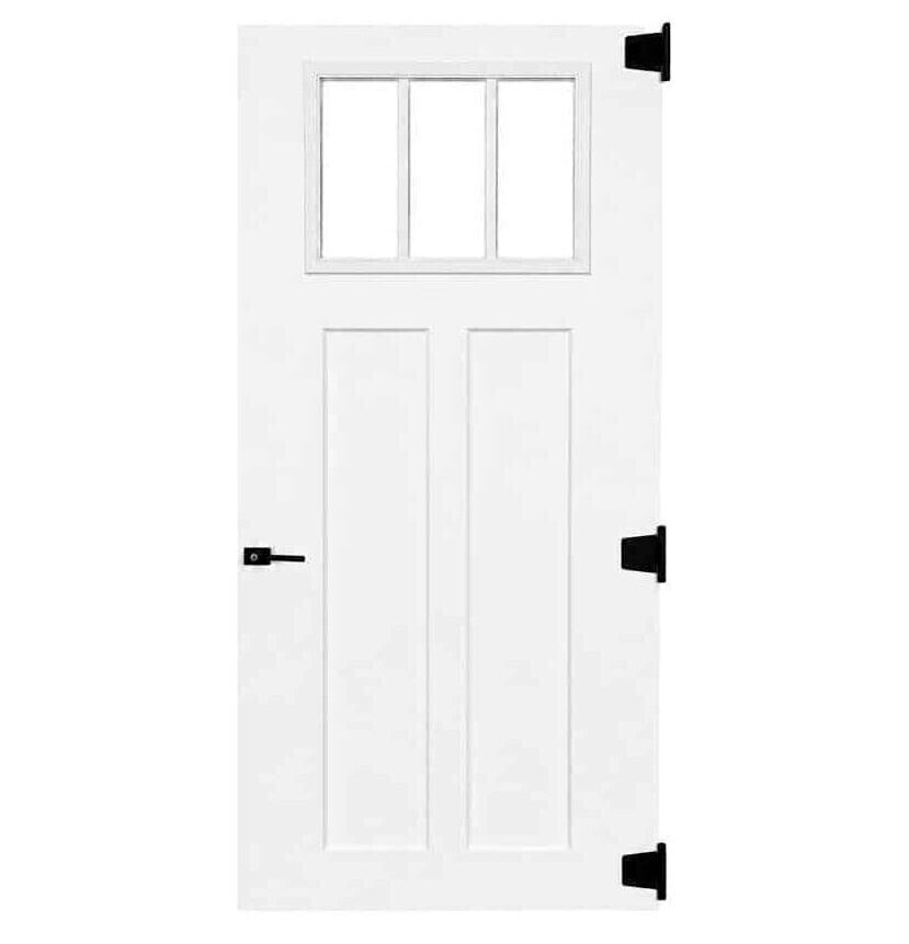 30" Fiberglass Craftsman 3 Lite Slab Shed Door